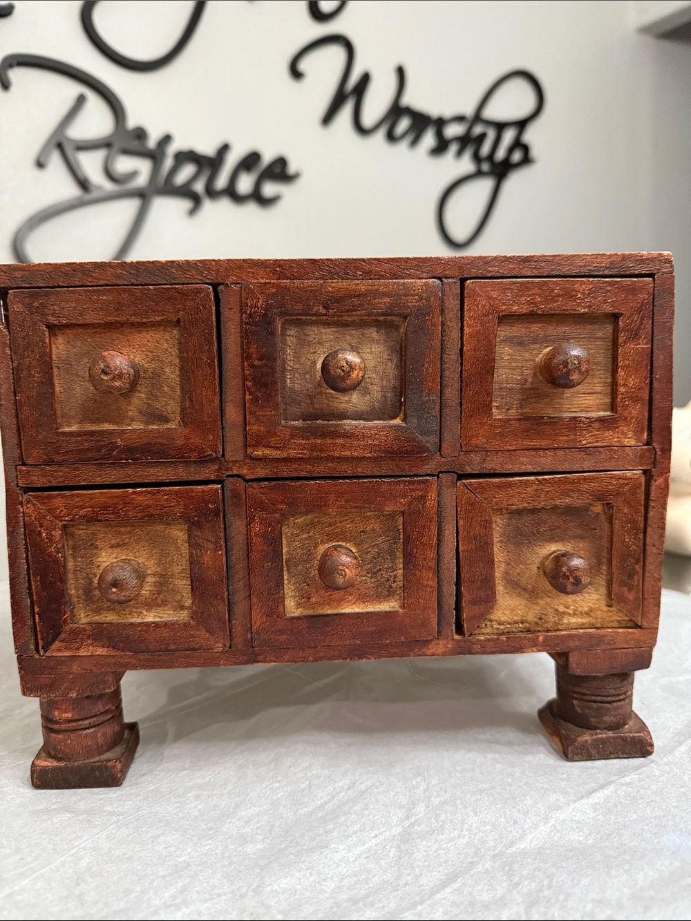 Rustic Mini Wooden Drawer Chest - Brown and Tan